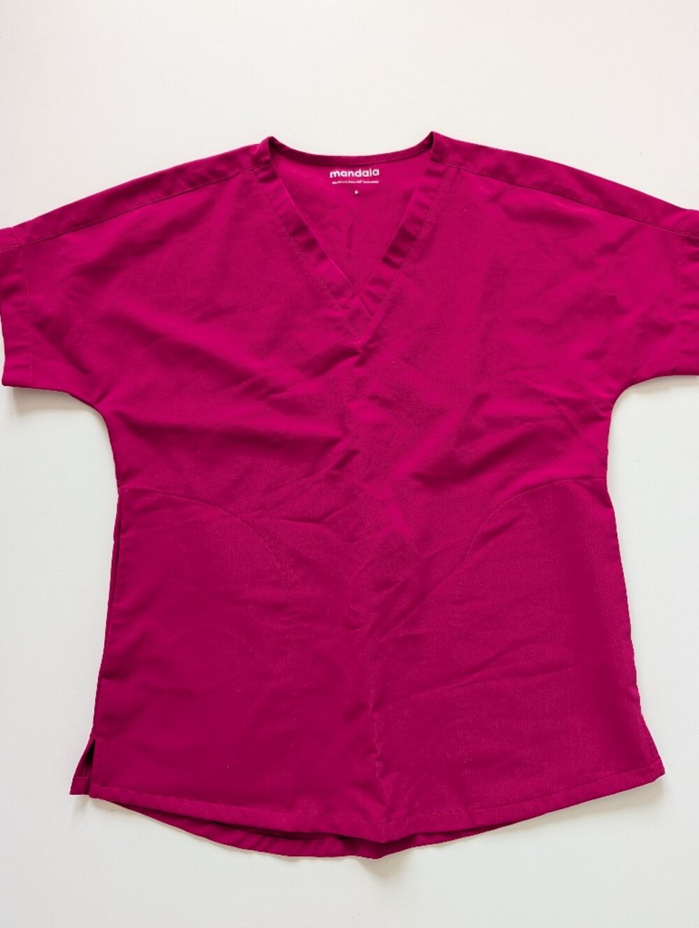 Mandala Oversized Scrub Top- Raspberry
